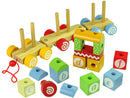 Wooden Train Locomotive Two Carriages Letters Shapes