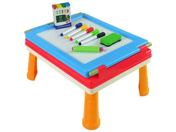 Tableau magnétique 3 en 1, table bleue pour jeux