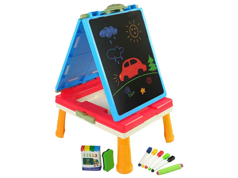 Tableau magnétique 3 en 1, table bleue pour jeux