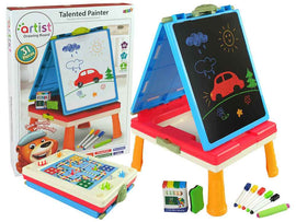 Tableau magnétique 3 en 1, table bleue pour jeux