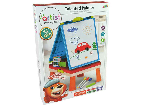 Tableau magnétique 3 en 1, table bleue pour jeux