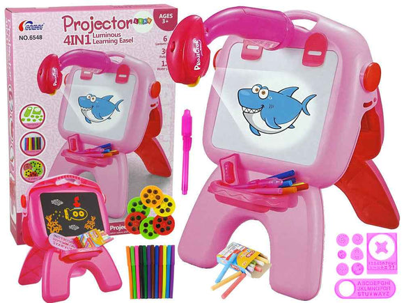 Support pour stylos à craie et tableau double face, projecteur d'images, rose