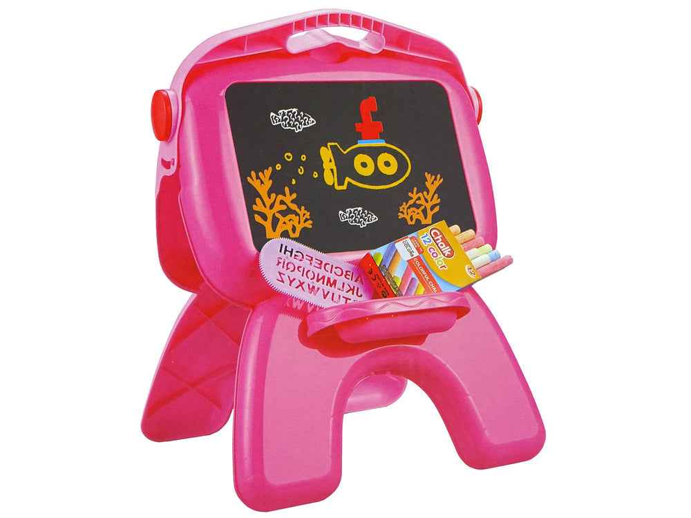 Support pour stylos à craie et tableau double face, projecteur d'images, rose