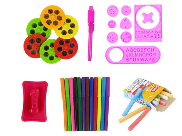 Support pour stylos à craie et tableau double face, projecteur d'images, rose