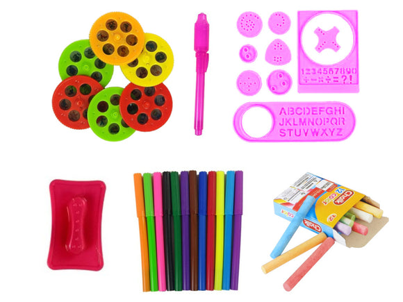 Support pour stylos à craie et tableau double face, projecteur d'images, rose