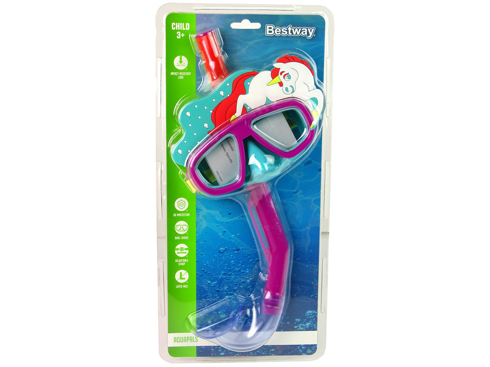 Masque de plongée bestway rose avec tube pour animaux de compagnie 24059