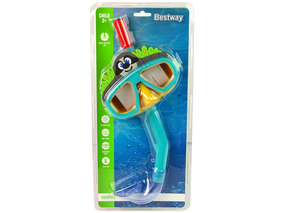 Masque de plongée bestway 24059 vert avec tube animal