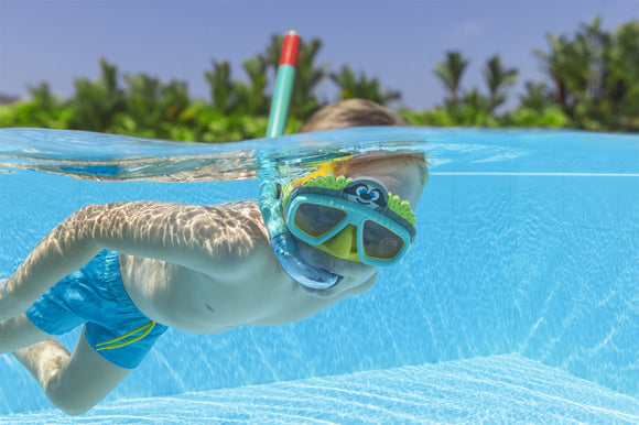 Masque de plongée bestway 24059 vert avec tube animal