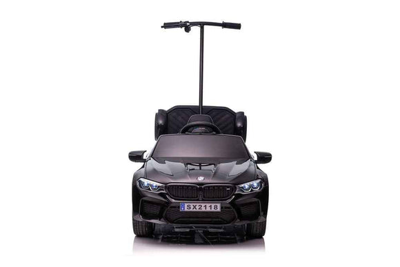 Battery-operated car BMW M5 with platform for parent, black lacquered