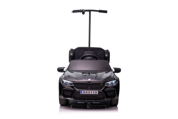 Battery-operated car BMW M5 with platform for parent, black lacquered