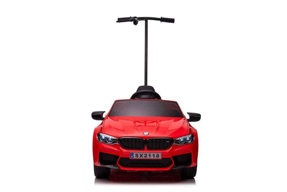Battery-operated car BMW M5 with platform for parent, red, lacquered
