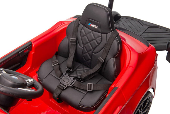 Voiture à batterie bmw m5 avec plateforme pour parent rouge laquée