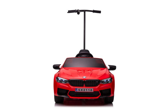 Battery-operated car BMW M5 with platform for parent, red, lacquered