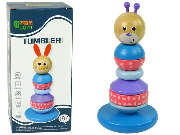 Wooden Teddy Bear Educational Pyramid Balancing Tower