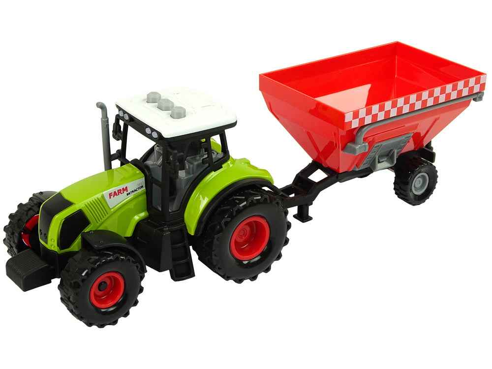 Ensemble de trois tracteurs agricoles avec pulvérisateur et remorque