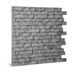 Panneau mural 3D Profhome 3D 704500 Ledge Stone Portland Cement Panneau décoratif gaufré d'aspect pierre brillant gris 2 m2