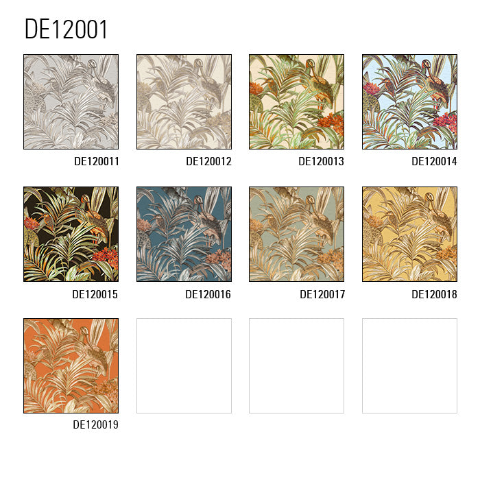 Papier peint moitf d'oiseaux profhome de120019-di papier peint intissé gaufré à chaud gaufré avec un dessin exotique brillant orange cuivré or blanc crème 533 m2