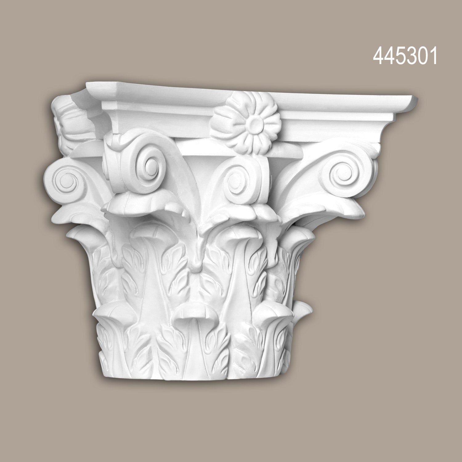 Chapiteau de demi-colonne Profhome 445301 Moulure de façade Colonne Élément de façade style corinthien blanc - 0