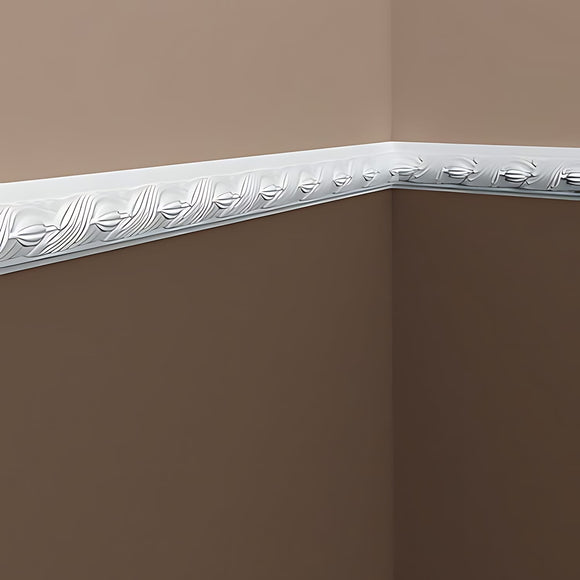 Cimaise 151348F Profhome Moulure décorative flexible style Rococo-Baroque blanc 2 m