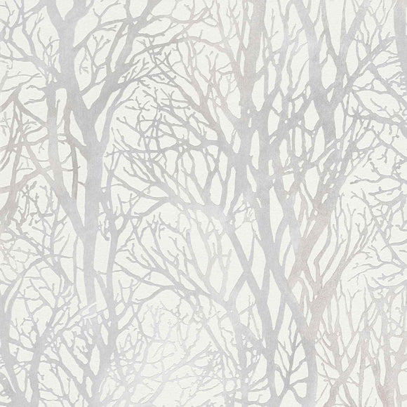 Papier peint nature Profhome 300941-GU papier peint intissé texturé avec un dessin nature mat blanc argent 5,33 m2