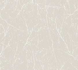 Papier peint nature Profhome 305074-GU papier peint intissé légèrement texturé avec un dessin nature et des accents métalliques crème blanc-perlé 5,33 m2