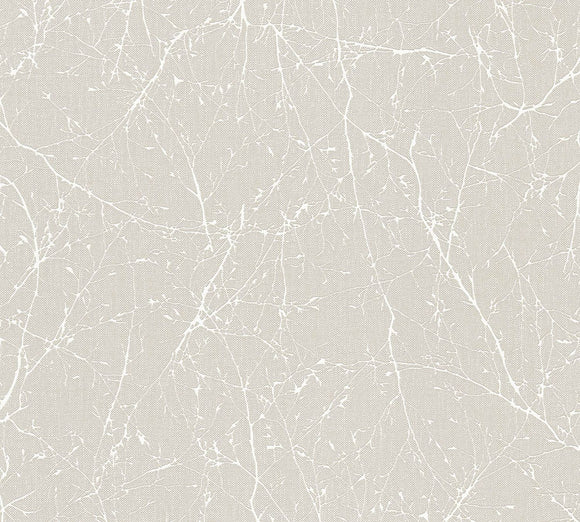 Papier peint nature Profhome 305074-GU papier peint intissé légèrement texturé avec un dessin nature et des accents métalliques crème blanc-perlé 5,33 m2