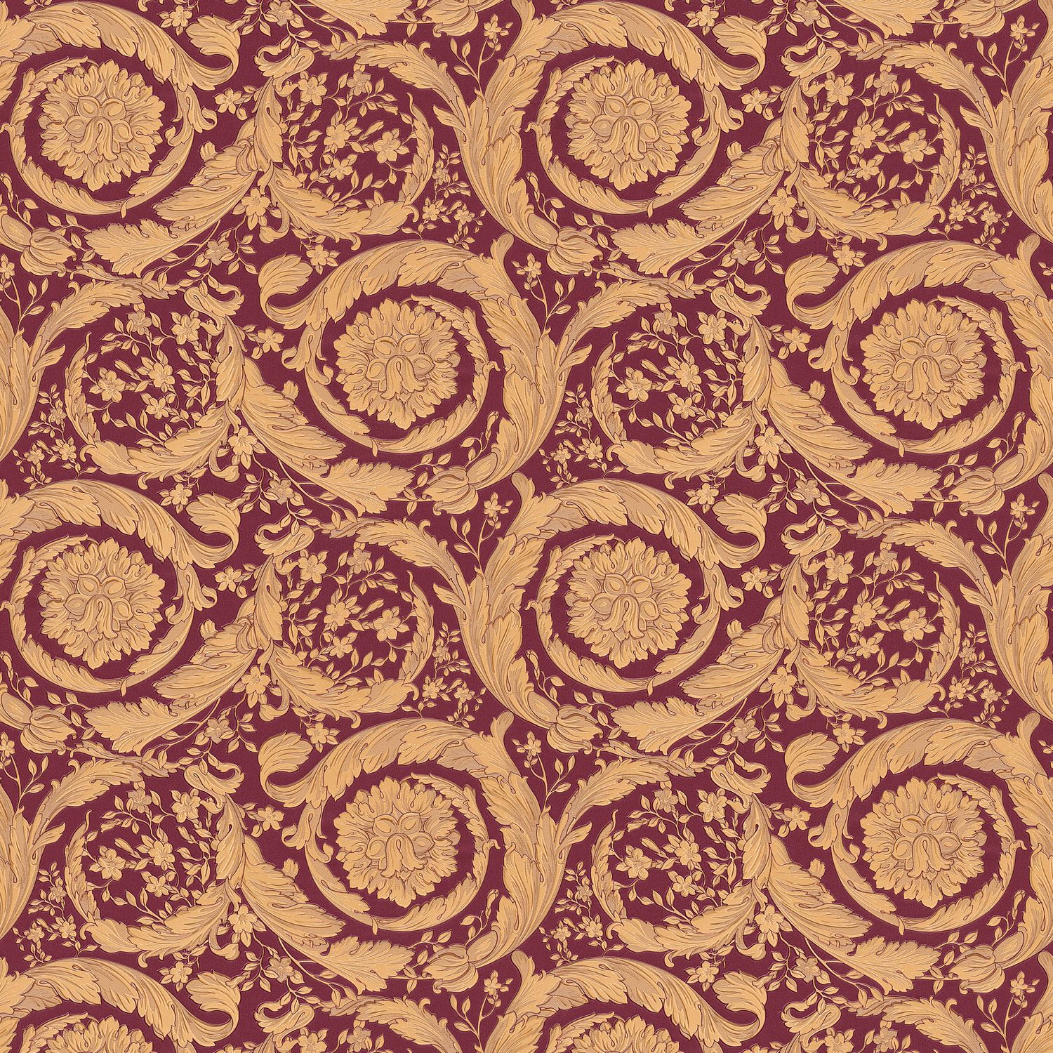 Papier peint de luxe exclusif profhome 366927-gu papier peint intissé texturé avec des ornements brillant rouge or brun 7035 m2