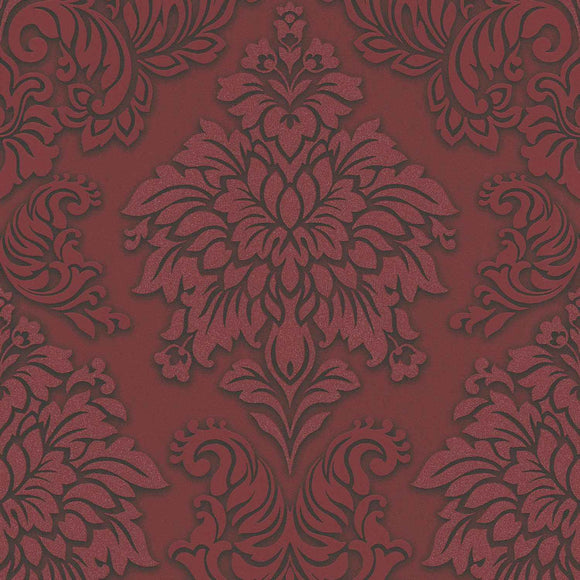 Papier peint baroque Profhome 368983-GU papier peint intissé légèrement texturé au style baroque scintillant rouge argent noir 5,33 m2