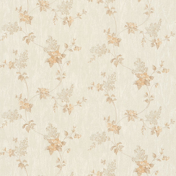 Papier peint floral profhome 372529-gu papier peint vinyle légèrement texturé avec un dessin floral mat beige blanc-crème blanc 533 m2