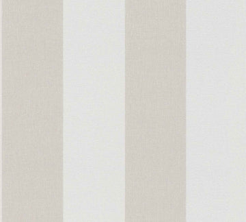 Papier peint à rayures Profhome 948342-GU papier peint intissé gaufré à chaud légèrement texturé avec des rayures mat crème beige blanc papyrus 5,33 m2