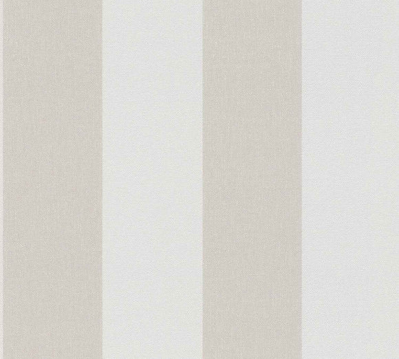 Papier peint à rayures Profhome 948342-GU papier peint intissé gaufré à chaud légèrement texturé avec des rayures mat crème beige blanc papyrus 5,33 m2