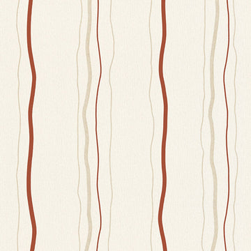 Papier peint à rayures Profhome 958731-GU papier peint intissé texturé avec des rayures mat crème rouge beige 5,33 m2