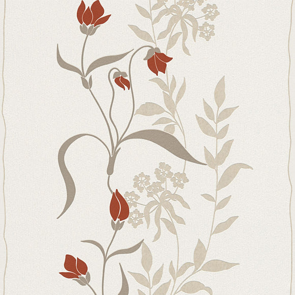 Papier peint floral Profhome 958741-GU papier peint intissé texturé avec un dessin floral mat crème rouge beige 5,33 m2