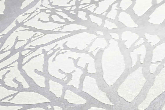 Papier peint nature Profhome 300941-GU papier peint intissé texturé avec un dessin nature mat blanc argent 5,33 m2