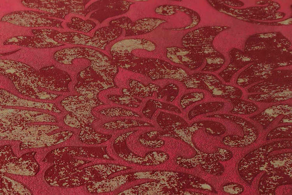 Papier peint baroque Profhome 374131-GU papier peint intissé légèrement texturé au style baroque brillant rouge or 5,33 m2