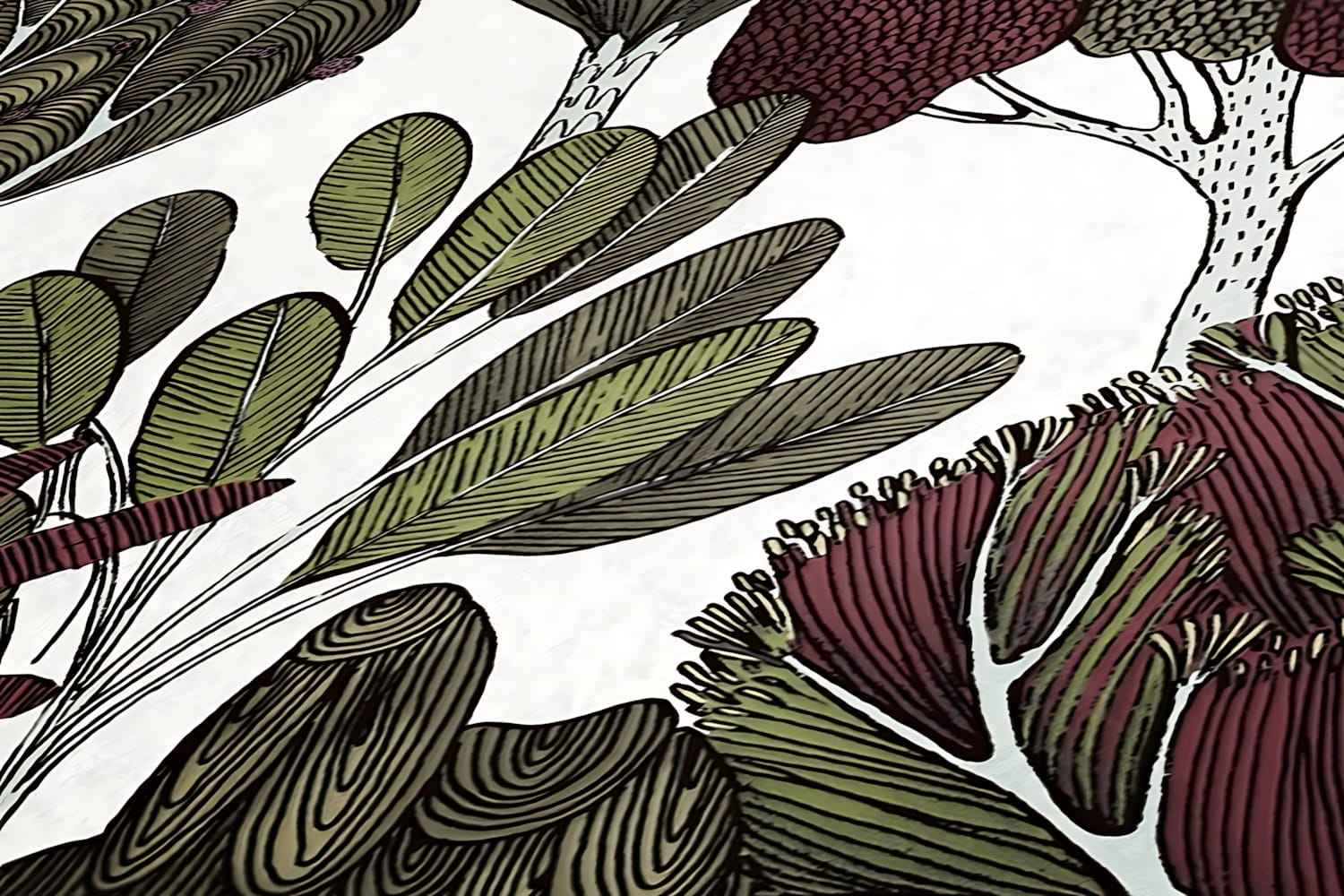 Papier peint nature Profhome 377572-GU papier peint intissé lisse avec des ornements floraux mat vert jaune blanc rouge 5,33 m2
