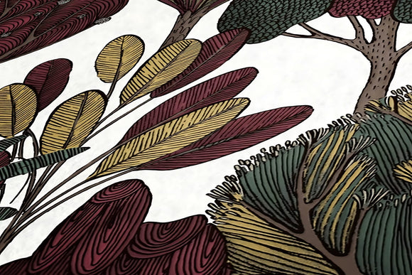 Papier peint nature Profhome 377577-GU papier peint intissé lisse avec des ornements floraux mat rouge beige brun vert 5,33 m2