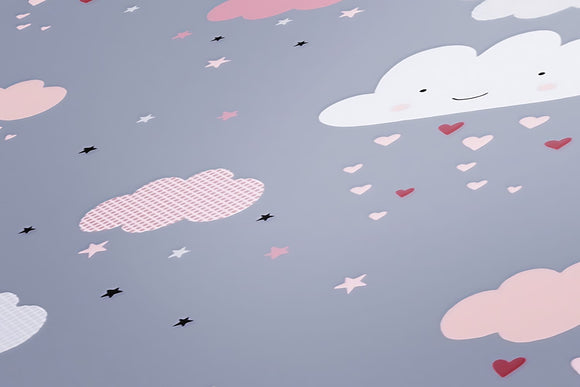 Papier peint enfants Profhome 381251-GU papier peint intissé légèrement texturé avec un dessin infantile mat gris rose beige blanc 5,33 m2