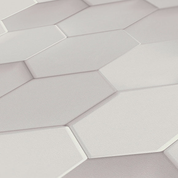 Papier peint pour cuisine et bain Profhome 387231-GU papier peint intissé gaufré à chaud lisse avec des figures géométriques mat gris blanc 5,33 m2