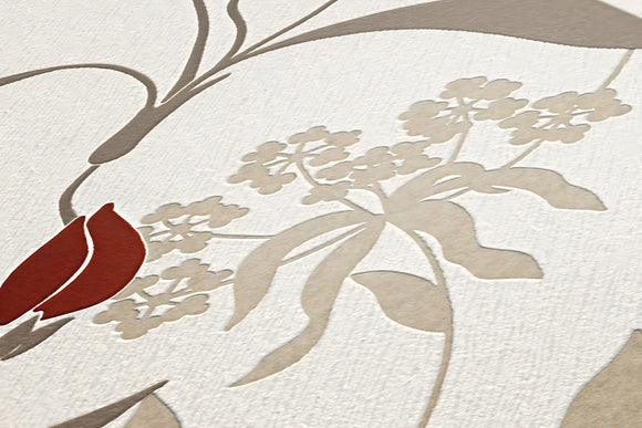 Papier peint floral Profhome 958741-GU papier peint intissé texturé avec un dessin floral mat crème rouge beige 5,33 m2