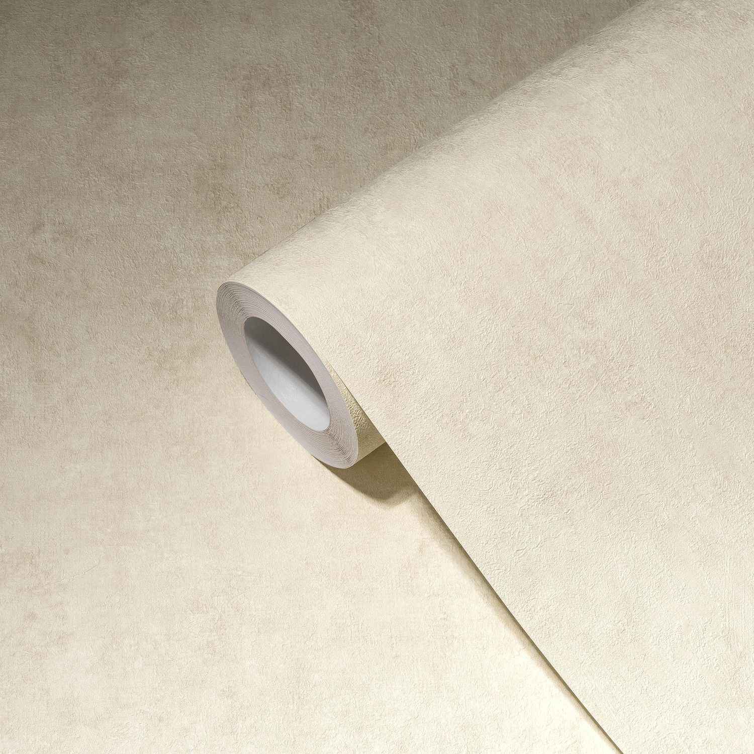Papier peint aspect crépi Profhome 386933-GU papier peint intissé gaufré à chaud légèrement texturé à l'aspect crépi mat crème blanc-perlé ivoire 5,33 m2