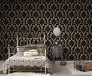 Papier peint baroque profhome 335804-gu papier peint intissé légèrement texturé au style baroque mat or noir 522 m2