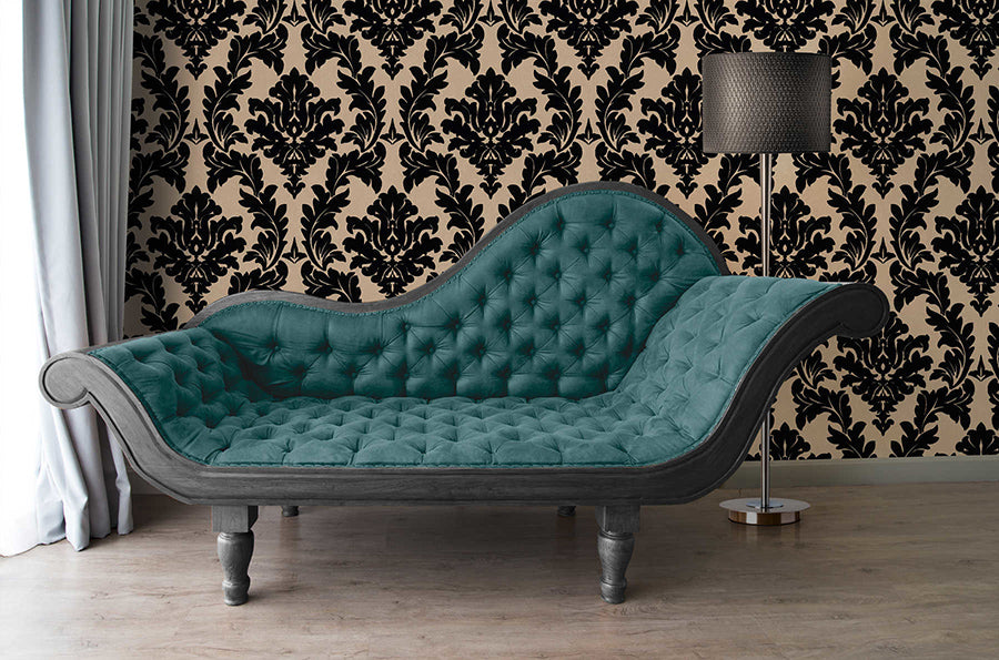 Papier peint baroque profhome 335804-gu papier peint intissé légèrement texturé au style baroque mat or noir 522 m2