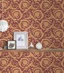 Papier peint de luxe exclusif profhome 366927-gu papier peint intissé texturé avec des ornements brillant rouge or brun 7035 m2