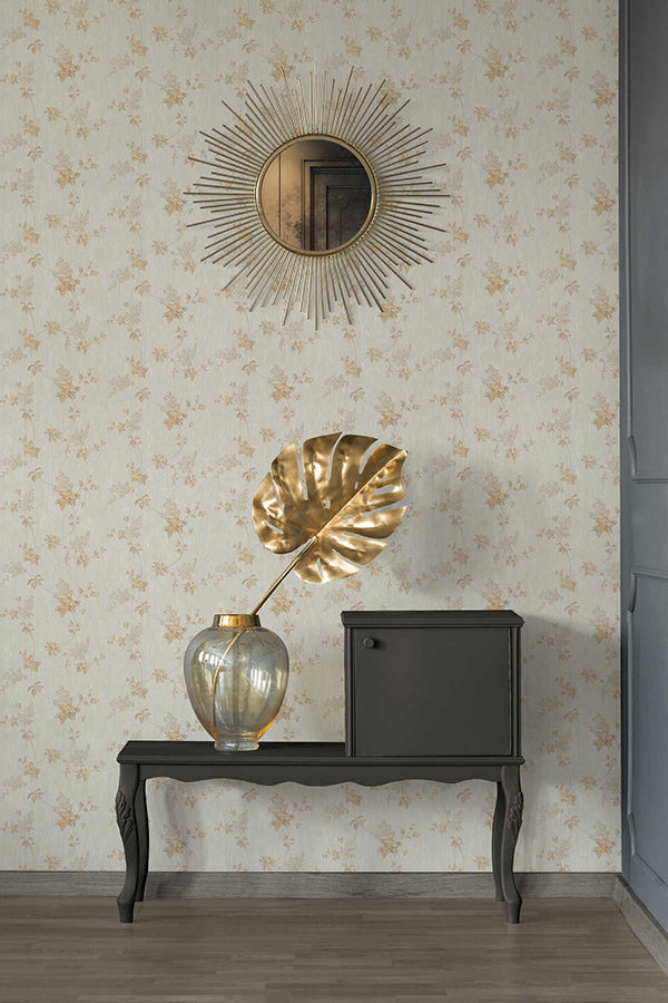 Papier peint floral profhome 372529-gu papier peint vinyle légèrement texturé avec un dessin floral mat beige blanc-crème blanc 533 m2
