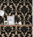 Papier peint baroque profhome 335804-gu papier peint intissé légèrement texturé au style baroque mat or noir 522 m2