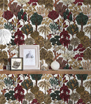 Papier peint nature Profhome 377577-GU papier peint intissé lisse avec des ornements floraux mat rouge beige brun vert 5,33 m2-6