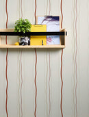 Papier peint à rayures Profhome 958731-GU papier peint intissé texturé avec des rayures mat crème rouge beige 5,33 m2-6