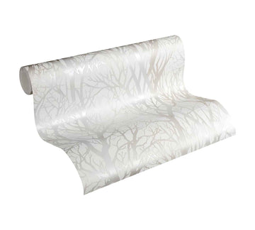 Papier peint nature Profhome 300941-GU papier peint intissé texturé avec un dessin nature mat blanc argent 5,33 m2