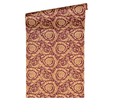 Papier peint de luxe exclusif profhome 366927-gu papier peint intissé texturé avec des ornements brillant rouge or brun 7035 m2